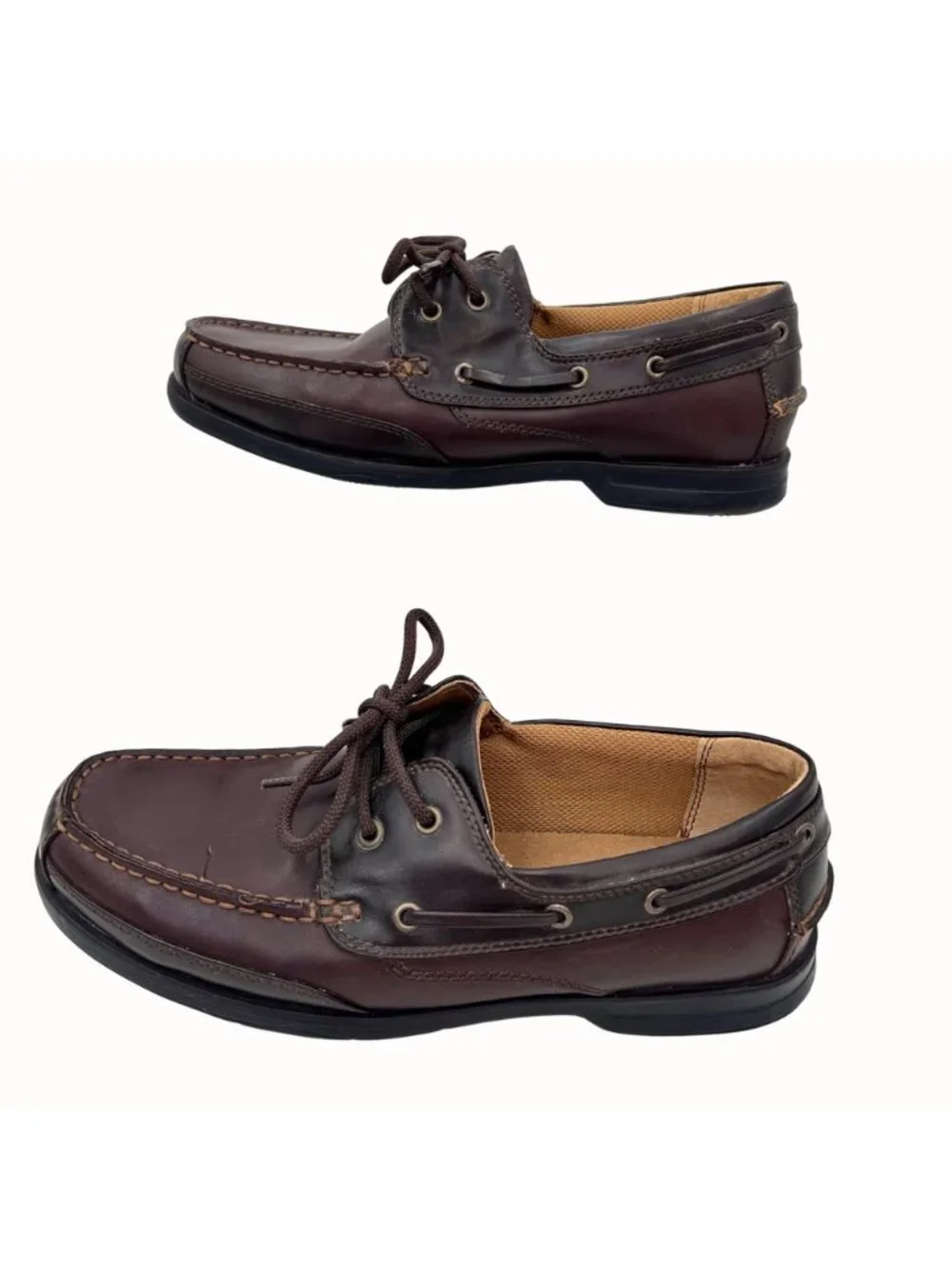 DEXTER MENS BROWN LEATHER BOAT SHOES - 7.5